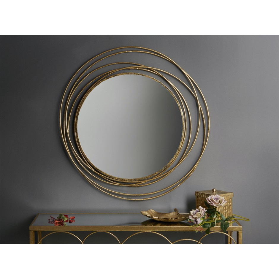 Espejo redondo de latón oro de 80 cm