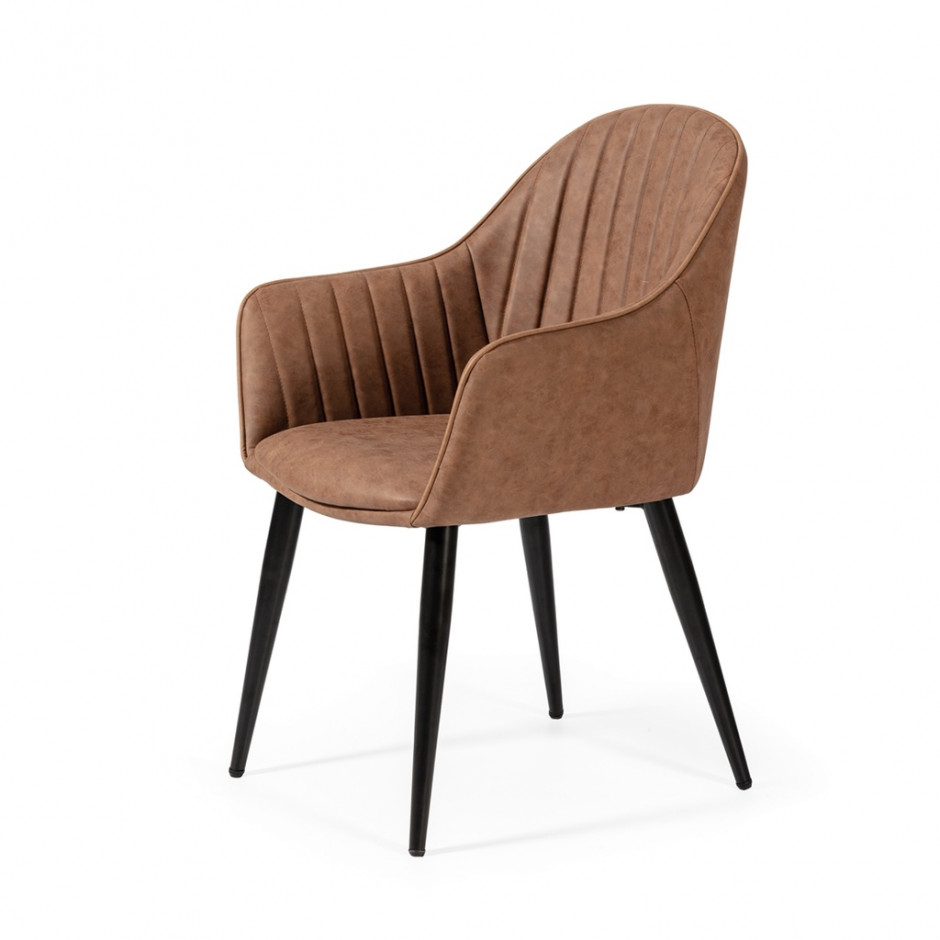 SILLA POLIPIEL MARRON/NEGRO