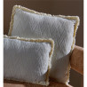 COJIN CUADRADO BEIGE CON FLECOS