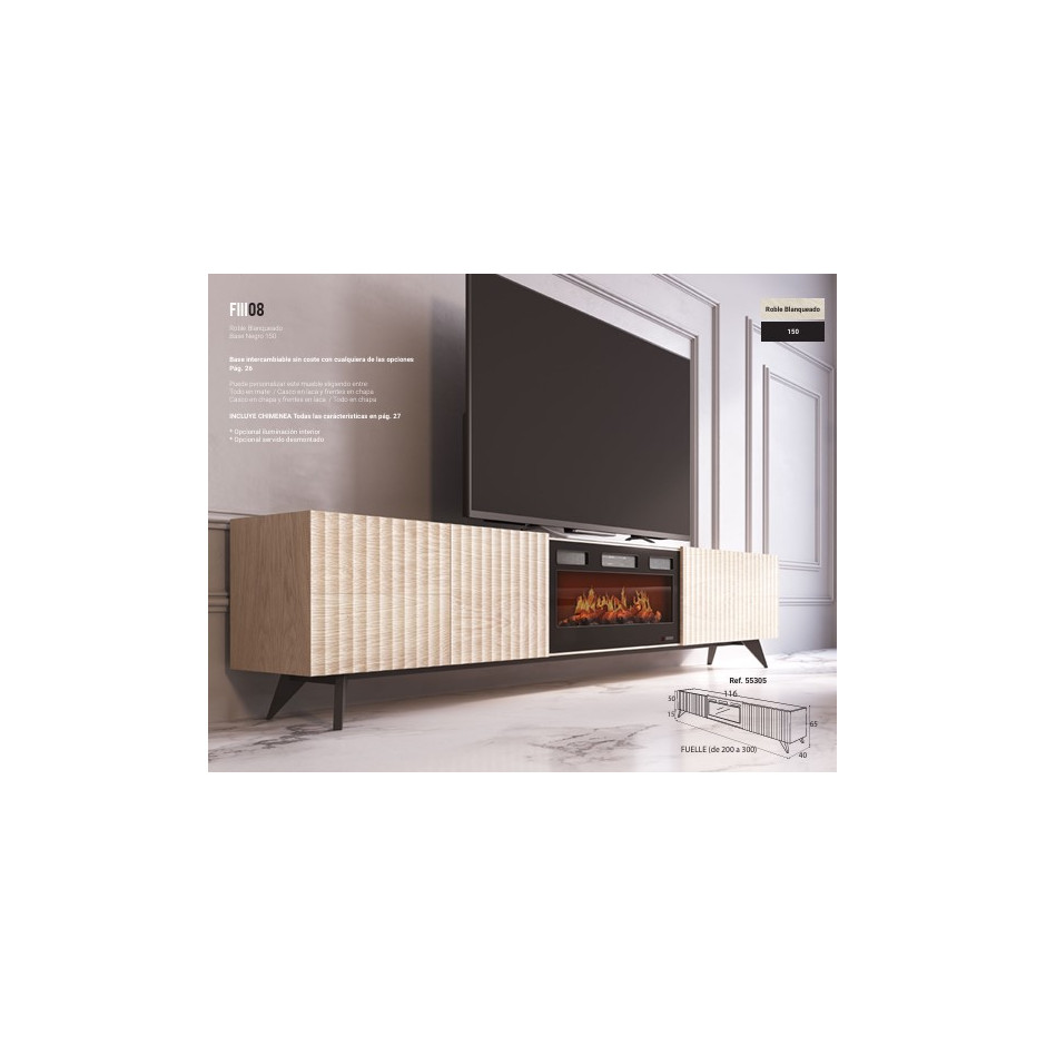 MUEBLE TV CON CHIMENEA FIII08